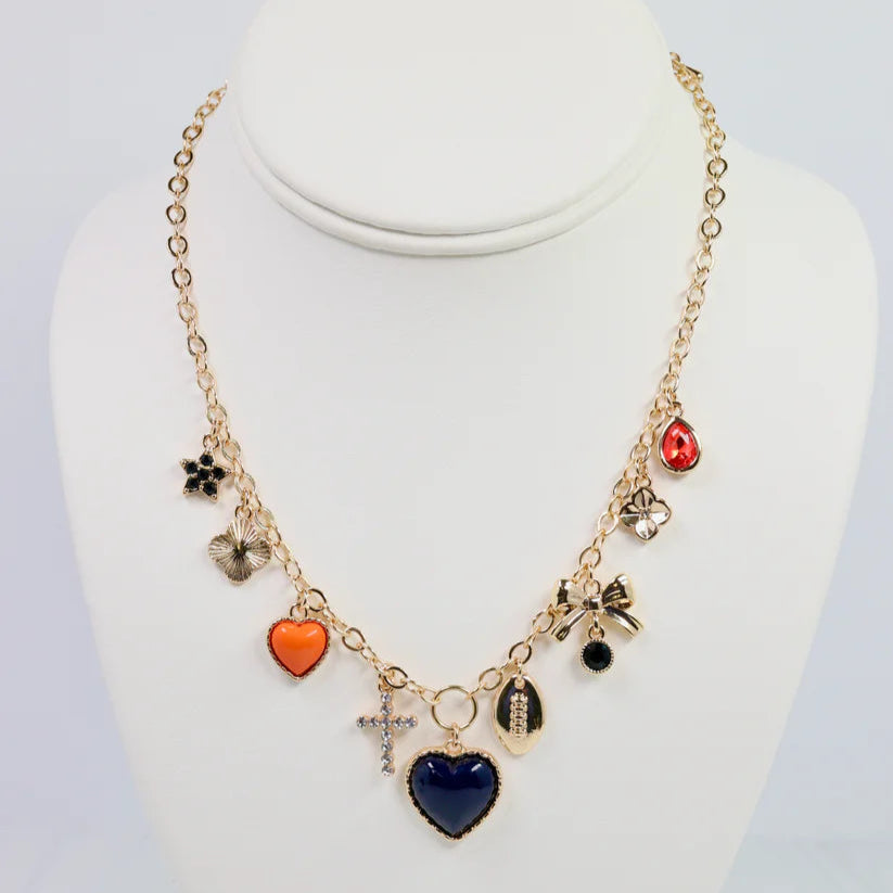Bentley Charm Necklace Navy & Orange-Necklaces-Caroline Hill-LouisGeorge Boutique, Women’s Fashion Boutique Located in Trussville, Alabama