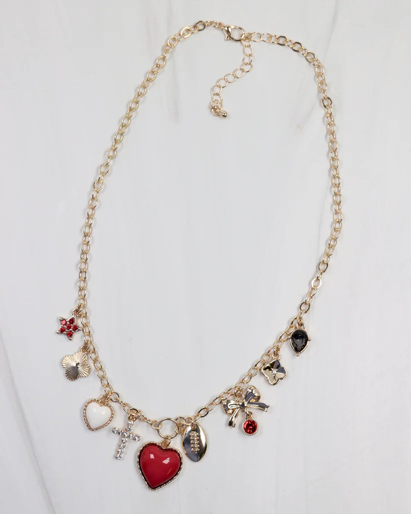 Bentley Charm Necklace Crimson & White-Necklaces-Caroline Hill-LouisGeorge Boutique, Women’s Fashion Boutique Located in Trussville, Alabama