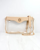 Madi Gameday Clear Crossbody - Nude/Navy & Orange Scarf Chain-Crossbody-Caroline Hill-LouisGeorge Boutique, Women’s Fashion Boutique Located in Trussville, Alabama