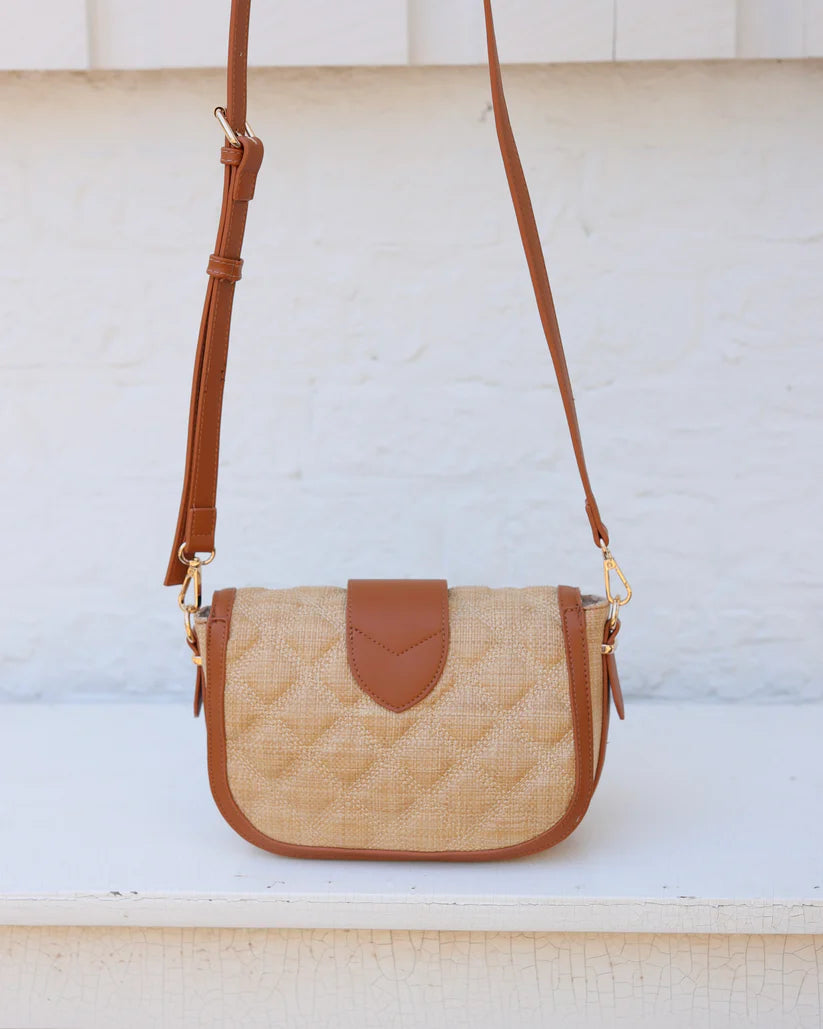 Griffin Crossbody Bag Natural Saddle DQ-Handbags-Caroline Hill-LouisGeorge Boutique, Women’s Fashion Boutique Located in Trussville, Alabama