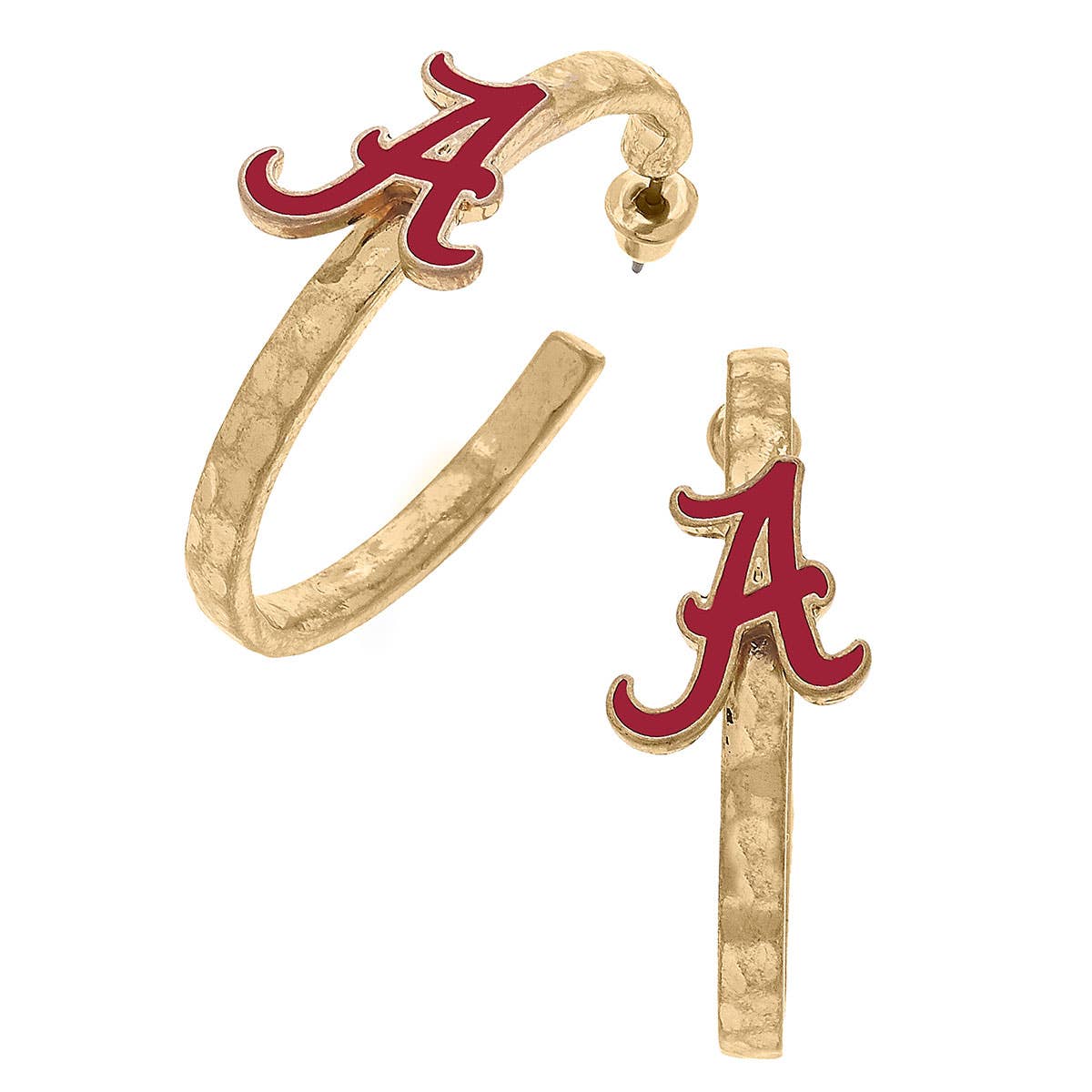 Alabama Crimson Tide Enamel Logo Hoop Earrings in Crimson-Accessories-Canvas Style-LouisGeorge Boutique, Women’s Fashion Boutique Located in Trussville, Alabama