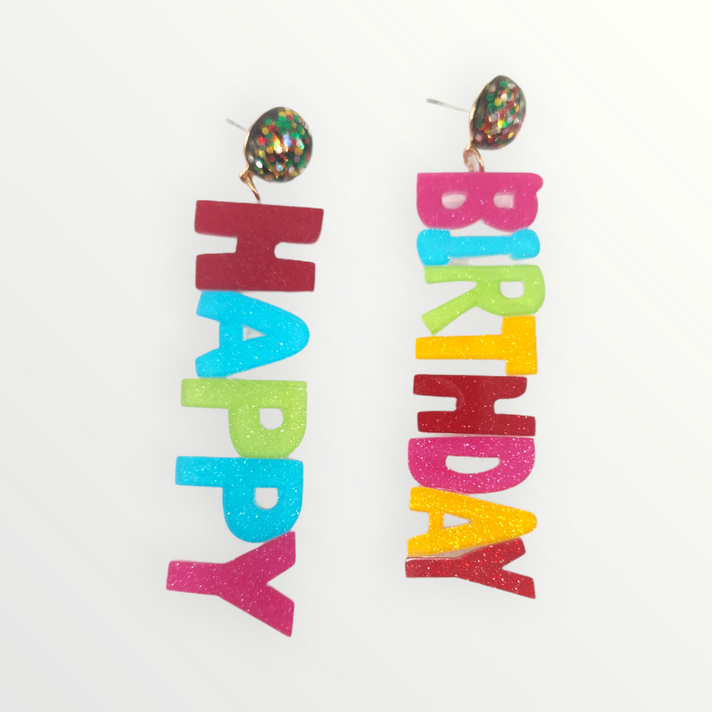 Sparkle Happy Birthday Earring - Available in 2 Colors-Earrings-LouisGeorge Boutique-LouisGeorge Boutique, Women’s Fashion Boutique Located in Trussville, Alabama
