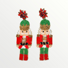 Red & Green Beaded Nutcracker Earrings-Earrings-LouisGeorge Boutique-LouisGeorge Boutique, Women’s Fashion Boutique Located in Trussville, Alabama