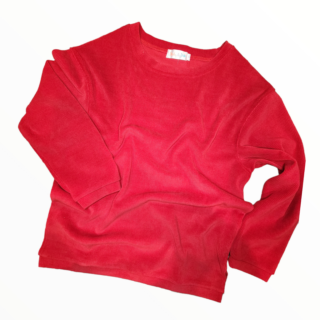 Chenille Corded Crew Sweatshirt - Red - Plus/Regular-Sweater-LouisGeorge Boutique-LouisGeorge Boutique, Women’s Fashion Boutique Located in Trussville, Alabama