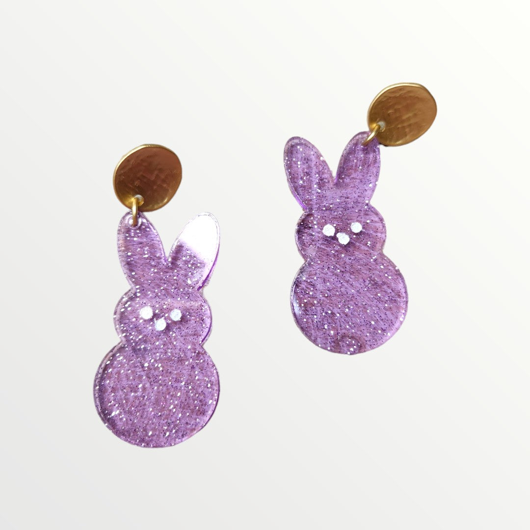Purple Confetti Glitter Peep Earrings-Earrings-WMG-LouisGeorge Boutique, Women’s Fashion Boutique Located in Trussville, Alabama