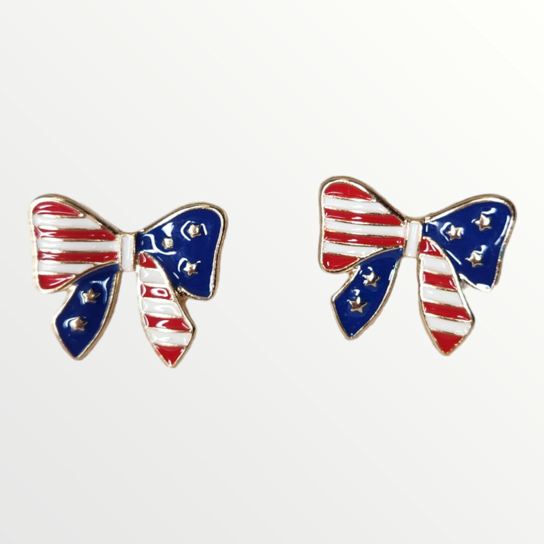 Patriotic Bow Earrings-Earrings-LouisGeorge Boutique-LouisGeorge Boutique, Women’s Fashion Boutique Located in Trussville, Alabama