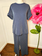 Washed Navy Ribbed Knit Comfy Top and Pant Set - Plus/Regular-Apparel-Lovely Melody-LouisGeorge Boutique, Women’s Fashion Boutique Located in Trussville, Alabama