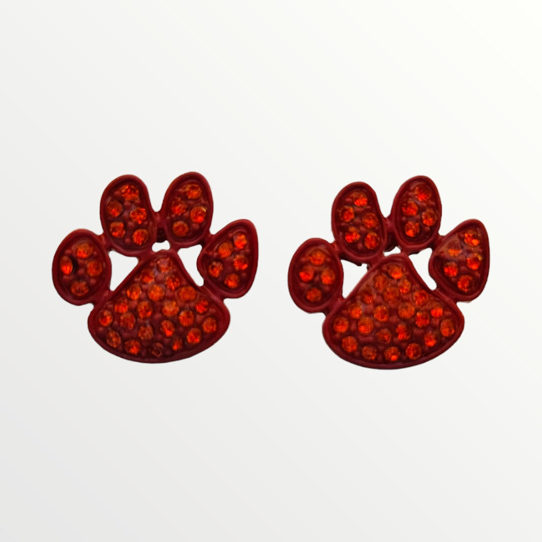 Red Sparkly Paw Print Earrings-Earrings-LouisGeorge Boutique-LouisGeorge Boutique, Women’s Fashion Boutique Located in Trussville, Alabama