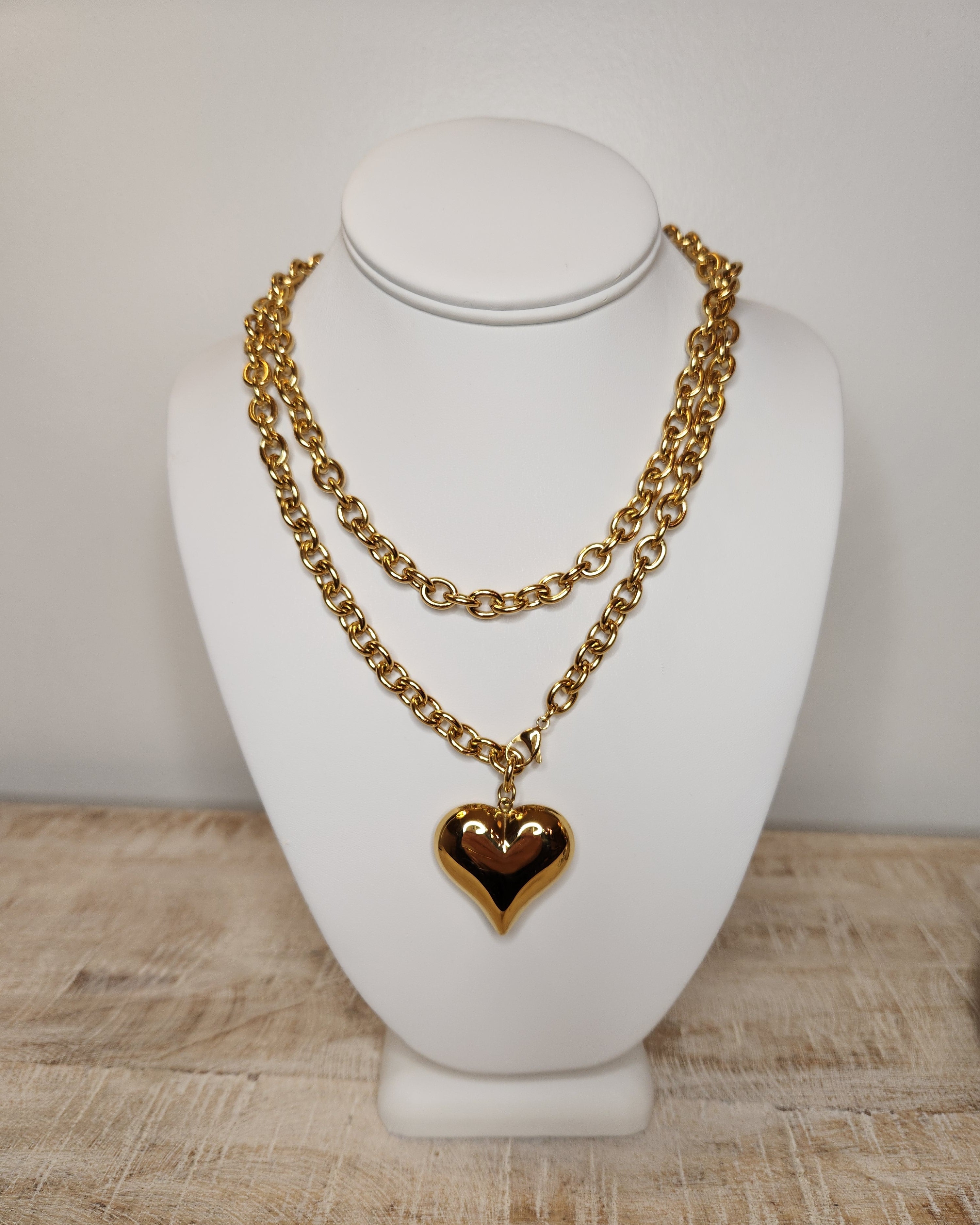 XL Wrap Around Heart Necklace GOLD-Necklaces-Caroline Hill-LouisGeorge Boutique, Women’s Fashion Boutique Located in Trussville, Alabama