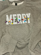MERRY Lights Sweatshirt - Dark Heather Gray - Plus/Regular-Graphic Tee-LouisGeorge Boutique-LouisGeorge Boutique, Women’s Fashion Boutique Located in Trussville, Alabama
