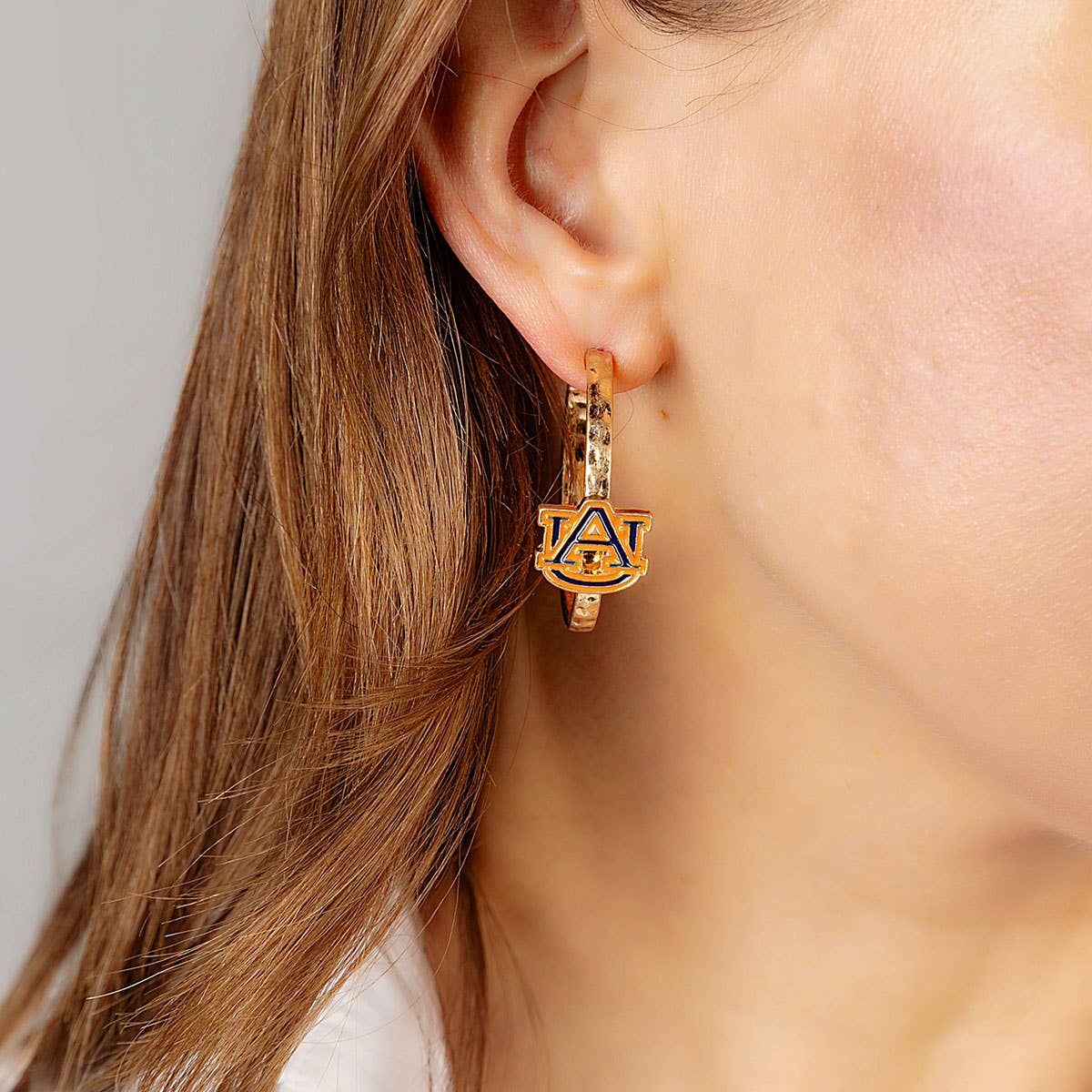 Auburn Tigers Enamel Logo Hoop Earrings in Navy/Burnt Orange-Accessories-Canvas Style-LouisGeorge Boutique, Women’s Fashion Boutique Located in Trussville, Alabama