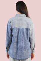 Mineral Wash Denim Stripe Top - Indigo - Plus/Regular-Apparel-Very J-LouisGeorge Boutique, Women’s Fashion Boutique Located in Trussville, Alabama