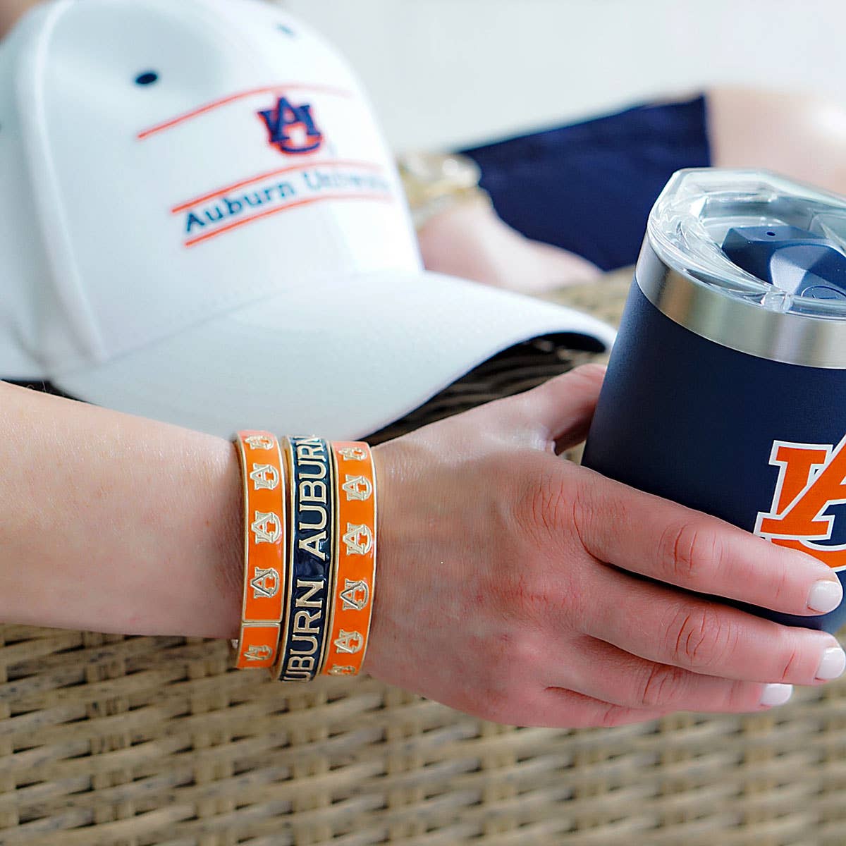 Auburn Tigers Enamel Logo Hinge Bangle: Burnt Orange-Accessories-Canvas Style-LouisGeorge Boutique, Women’s Fashion Boutique Located in Trussville, Alabama