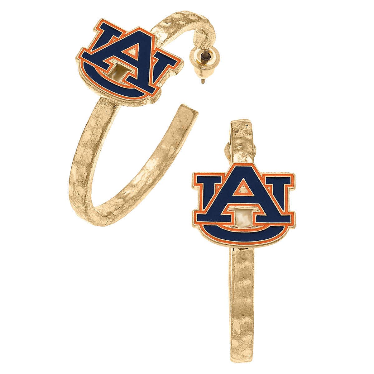 Auburn Tigers Enamel Logo Hoop Earrings in Navy/Burnt Orange-Accessories-Canvas Style-LouisGeorge Boutique, Women’s Fashion Boutique Located in Trussville, Alabama