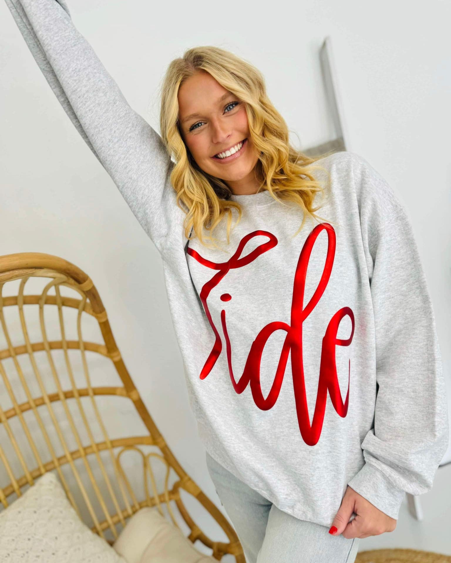 Crimson TIDE Metallic Puff Sweatshirt - Heather Grey - Plus/Regular-Apparel-LouisGeorge Boutique-LouisGeorge Boutique, Women’s Fashion Boutique Located in Trussville, Alabama