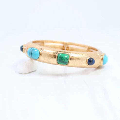 Regal Stone Stretch Bracelet Turquoise-Bracelet-Caroline Hill-LouisGeorge Boutique, Women’s Fashion Boutique Located in Trussville, Alabama