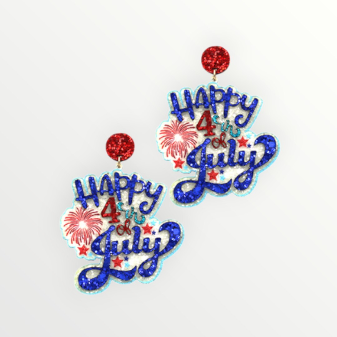Happy 4th of July Earrings-Earrings-LouisGeorge Boutique-LouisGeorge Boutique, Women’s Fashion Boutique Located in Trussville, Alabama