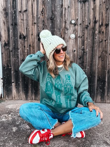 Monochrome Nutcracker Sweatshirt - Heather Green - Plus/Regular-Graphic Tee-LouisGeorge Boutique-LouisGeorge Boutique, Women’s Fashion Boutique Located in Trussville, Alabama