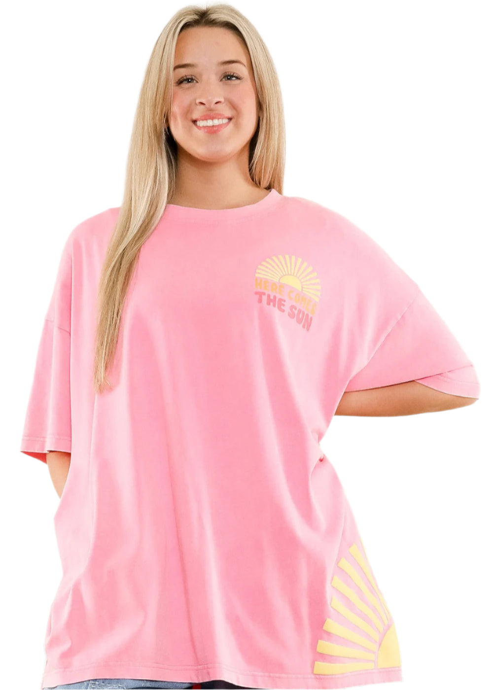 Here Comes the Sun Mineral Washed Tee-Apparel-Blue Velvet-LouisGeorge Boutique, Women’s Fashion Boutique Located in Trussville, Alabama