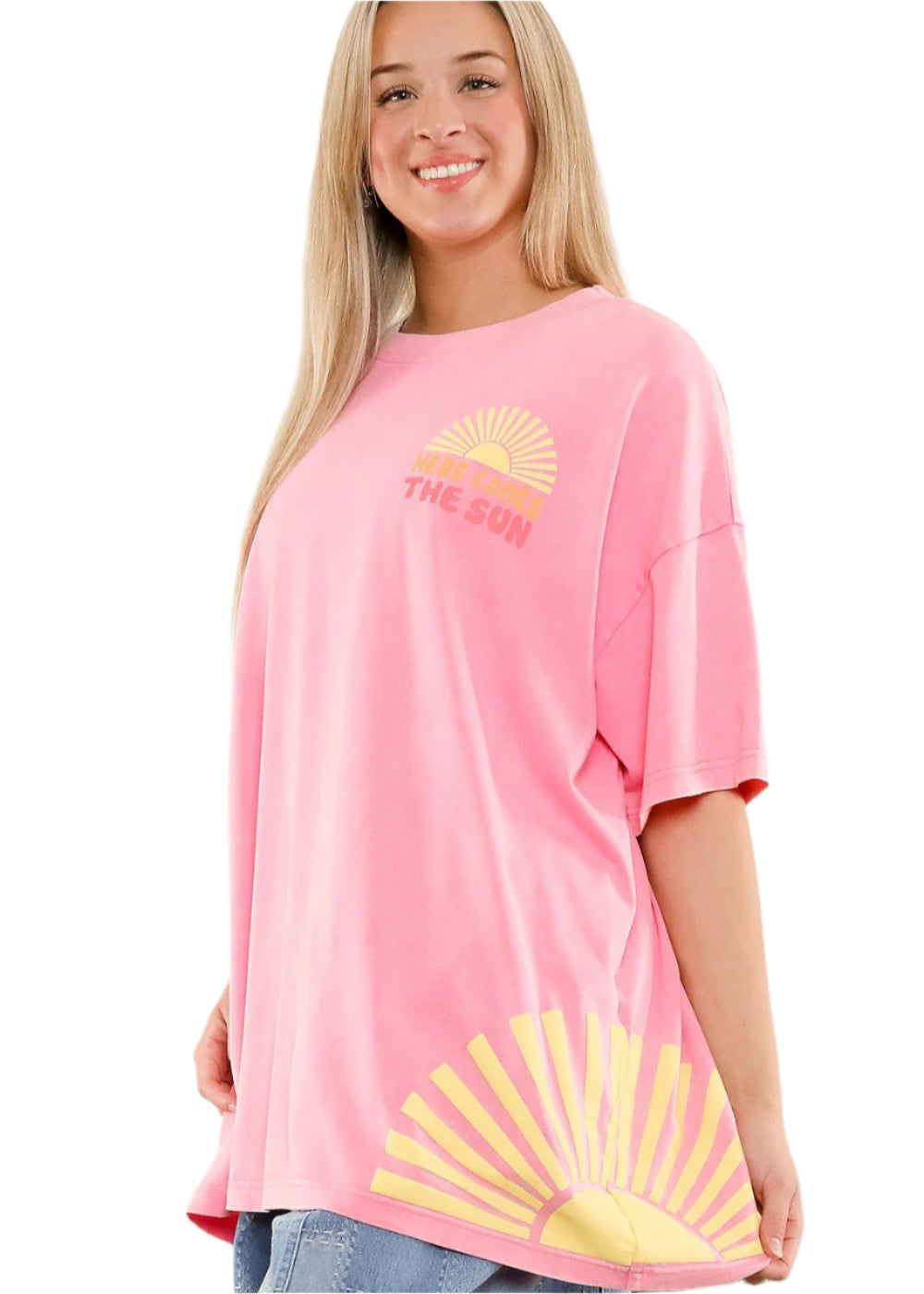 Here Comes the Sun Mineral Washed Tee-Apparel-Blue Velvet-LouisGeorge Boutique, Women’s Fashion Boutique Located in Trussville, Alabama