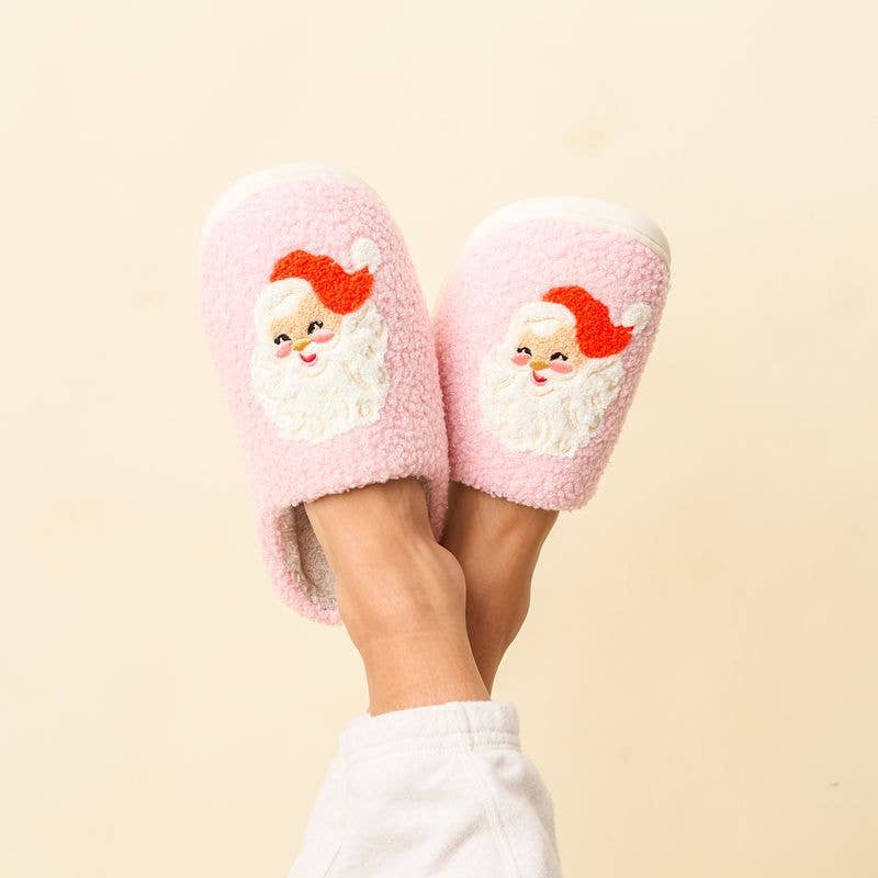 Cozy Santa Slippers - Pink-Slippers-The Darling Effect-LouisGeorge Boutique, Women’s Fashion Boutique Located in Trussville, Alabama