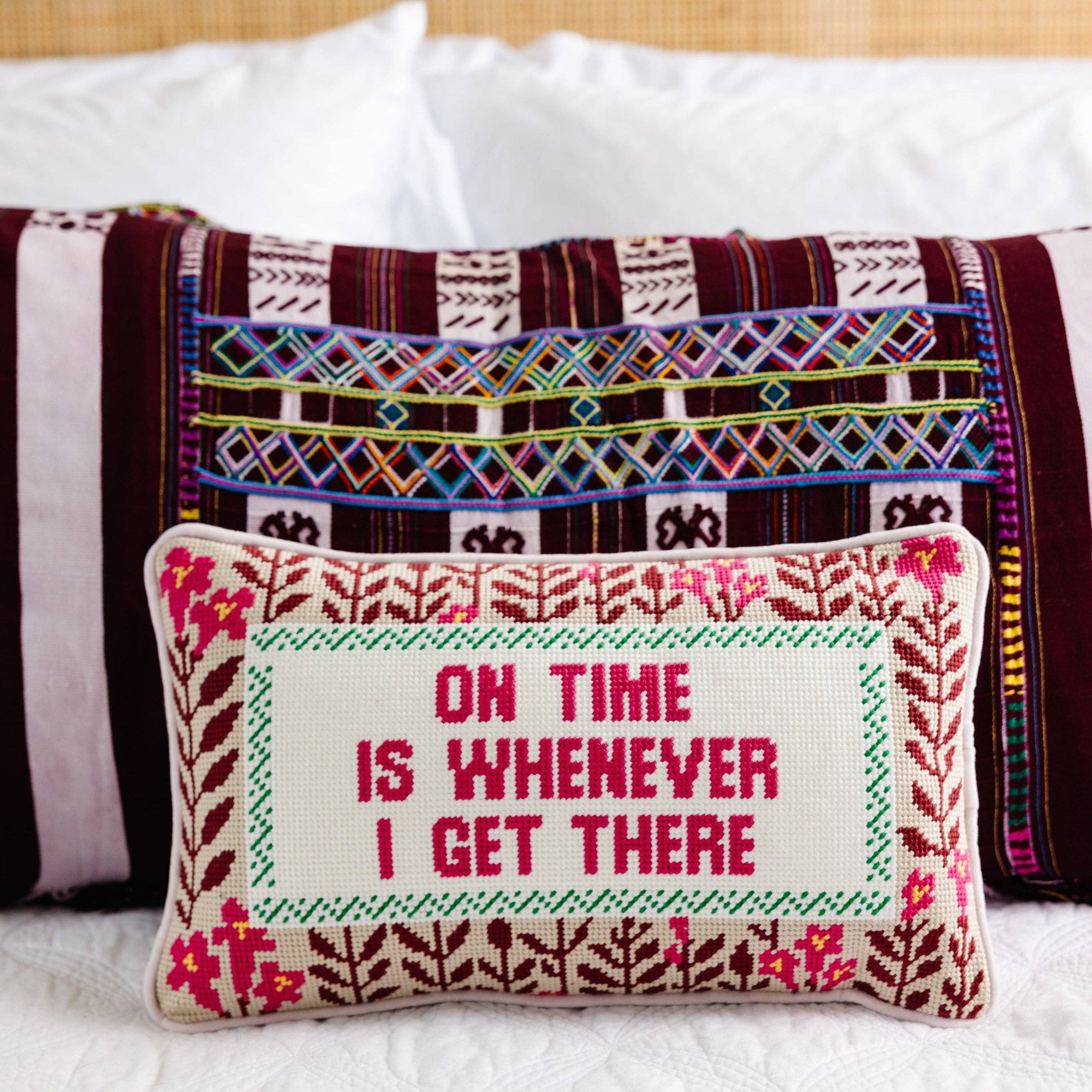 On Time Needlepoint Pillow-Handbags-LouisGeorge Boutique-LouisGeorge Boutique, Women’s Fashion Boutique Located in Trussville, Alabama