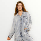 Light Denim Front Button Down Washed Denim Top-Apparel-Blue Velvet-LouisGeorge Boutique, Women’s Fashion Boutique Located in Trussville, Alabama