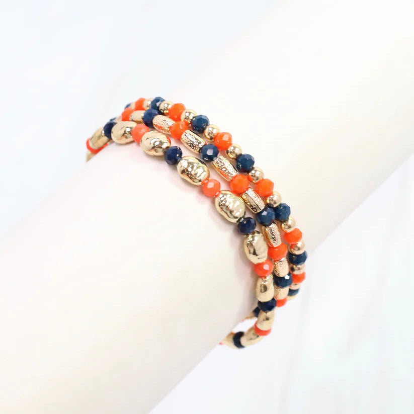 Spirit Beaded Bracelet Set Navy & Orange-Bracelet-Caroline Hill-LouisGeorge Boutique, Women’s Fashion Boutique Located in Trussville, Alabama