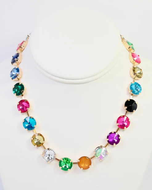 Shalimar Large Rhinestone Necklace Dark Multi-Necklaces-LouisGeorge Boutique-LouisGeorge Boutique, Women’s Fashion Boutique Located in Trussville, Alabama