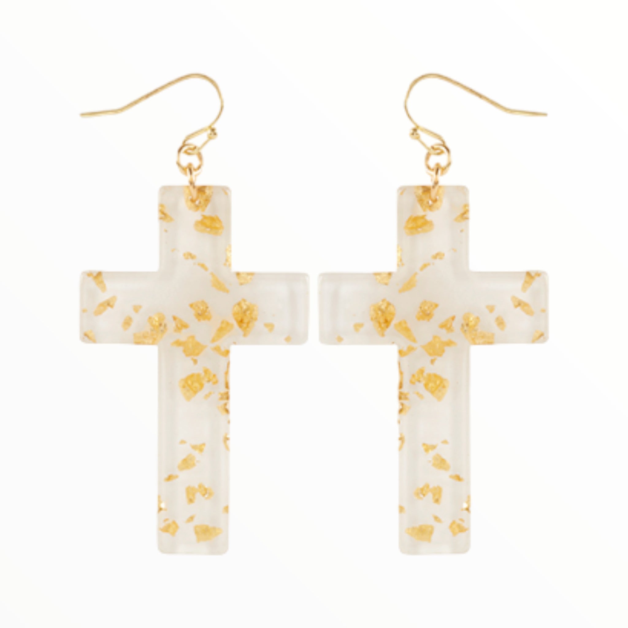 White & Gold Cross Acrylic Earrings-Earrings-LouisGeorge Boutique-LouisGeorge Boutique, Women’s Fashion Boutique Located in Trussville, Alabama