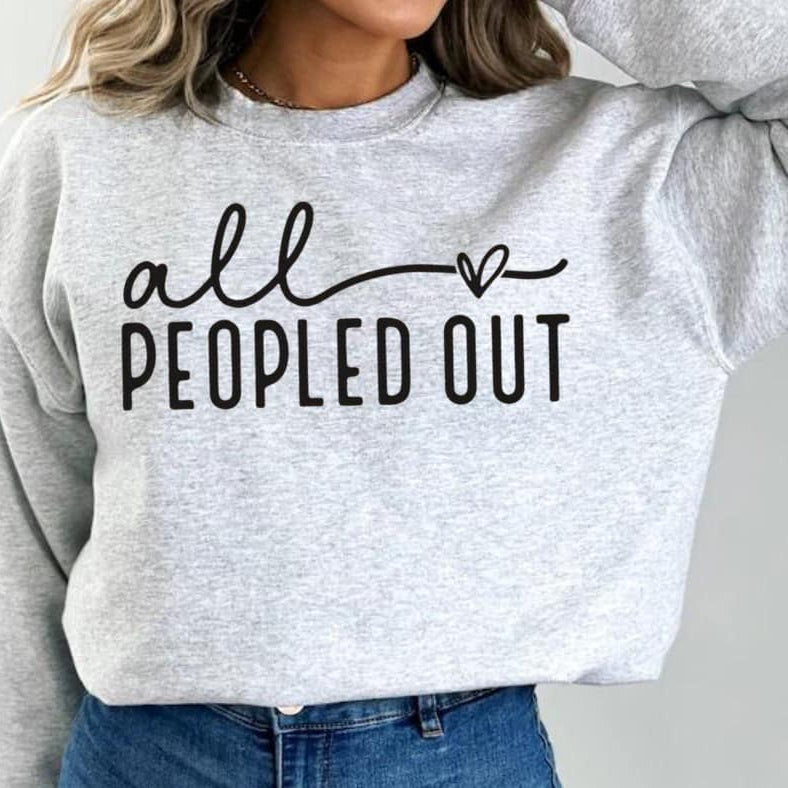 All Peopled Out Sweatshirt - Ash Grey - Plus/Regular-Apparel-LouisGeorge Boutique-LouisGeorge Boutique, Women’s Fashion Boutique Located in Trussville, Alabama