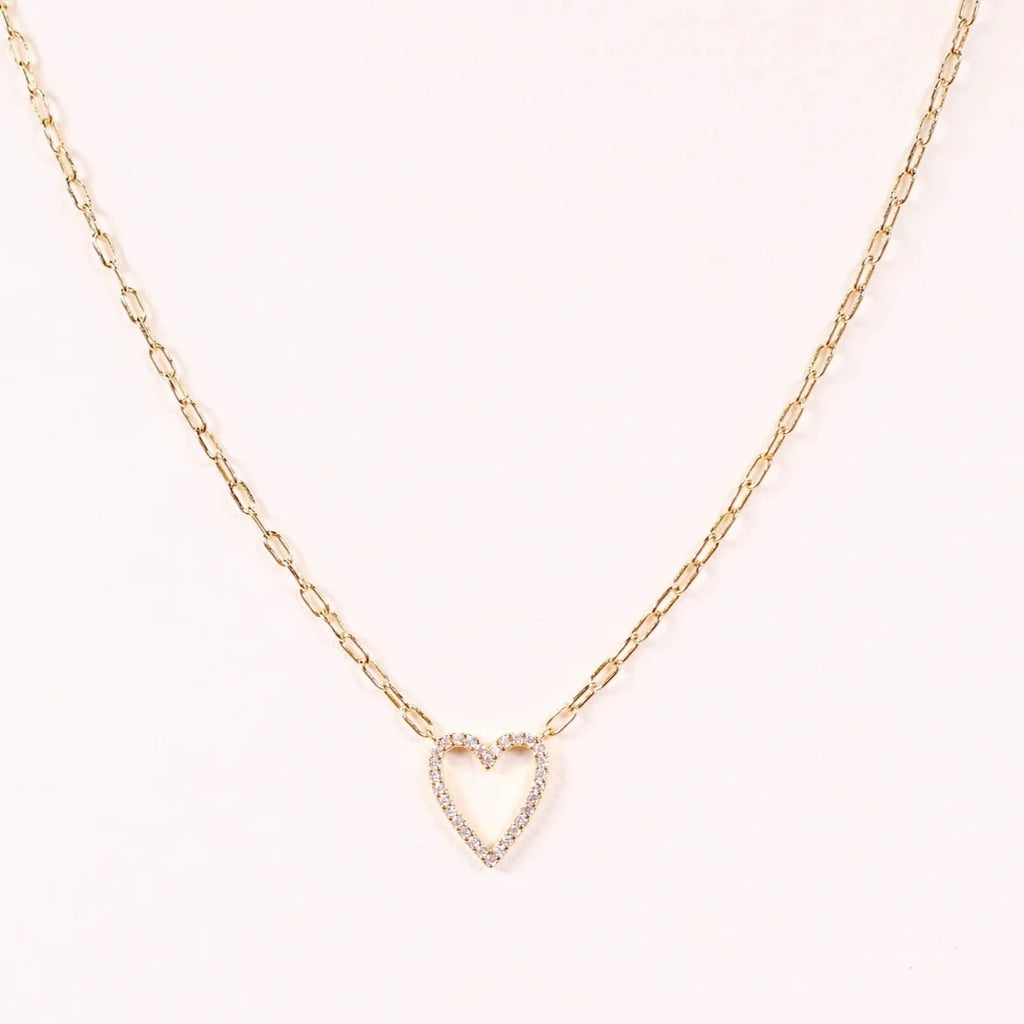 Andrew Heart Necklace Gold-Necklaces-Caroline Hill-LouisGeorge Boutique, Women’s Fashion Boutique Located in Trussville, Alabama