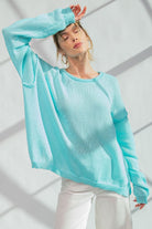 Aqua Blue Lightweight Summer Sweater-Sweater-Easel-LouisGeorge Boutique, Women’s Fashion Boutique Located in Trussville, Alabama