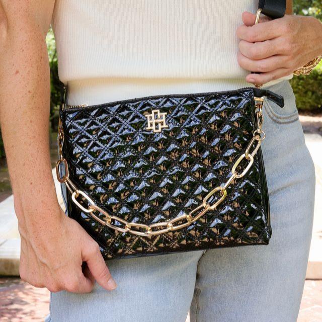 Ariana Crossbody - Black Patent-Handbags-Caroline Hill-LouisGeorge Boutique, Women’s Fashion Boutique Located in Trussville, Alabama