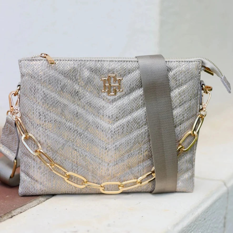 Ariana Quilted Crossbody - Metallic Champagne-Crossbody-Caroline Hill-LouisGeorge Boutique, Women’s Fashion Boutique Located in Trussville, Alabama