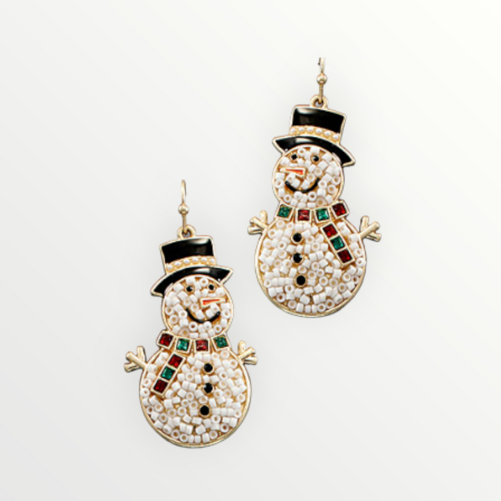 Beaded Snowman Earrings-Earrings-LouisGeorge Boutique-LouisGeorge Boutique, Women’s Fashion Boutique Located in Trussville, Alabama