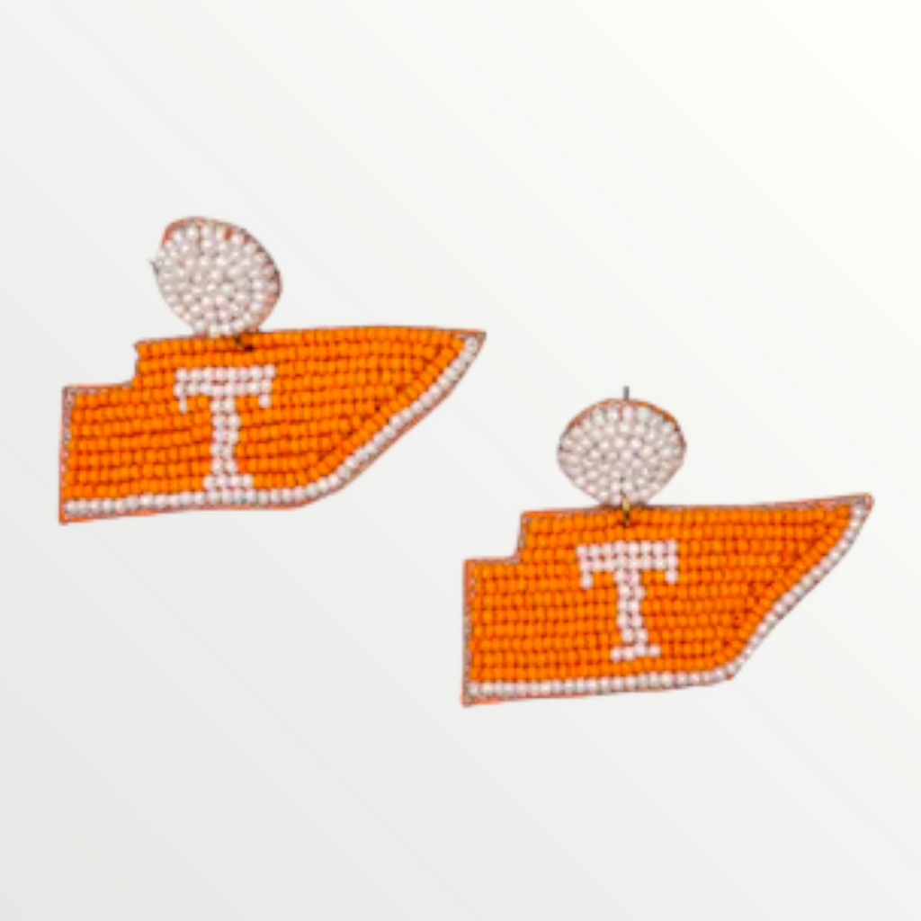 Tennessee Orange & White Beaded Earrings-Earrings-LouisGeorge Boutique-LouisGeorge Boutique, Women’s Fashion Boutique Located in Trussville, Alabama