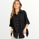 Button Down Baby Doll Top - Black - Plus/Regular-Apparel-Andree by Unit-LouisGeorge Boutique, Women’s Fashion Boutique Located in Trussville, Alabama