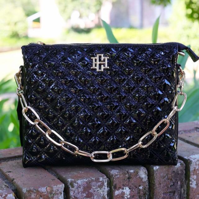 Ariana Crossbody - Black Patent-Handbags-Caroline Hill-LouisGeorge Boutique, Women’s Fashion Boutique Located in Trussville, Alabama