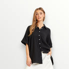 Button Down Baby Doll Top - Black - Plus/Regular-Apparel-Andree by Unit-LouisGeorge Boutique, Women’s Fashion Boutique Located in Trussville, Alabama