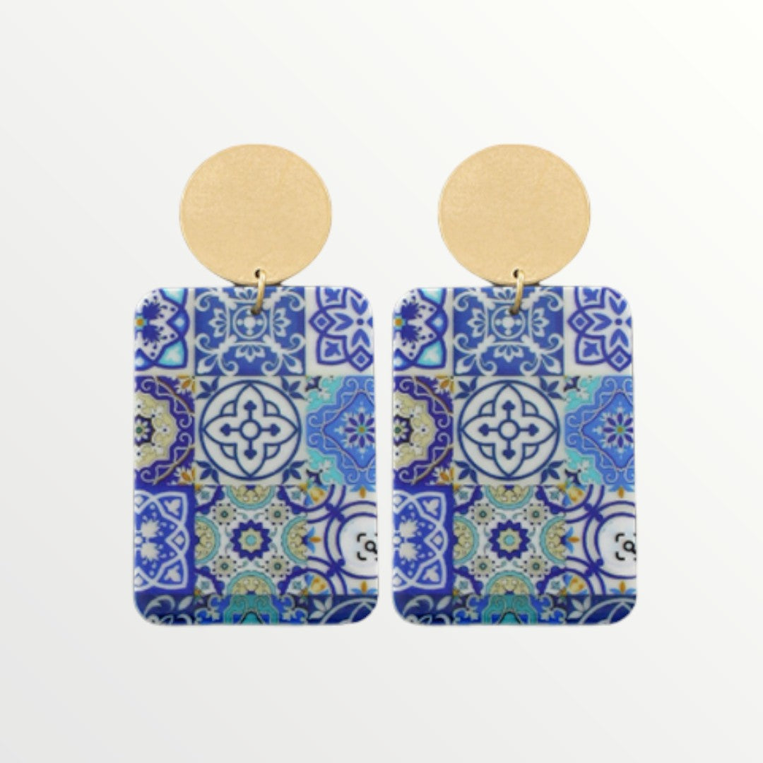 Blue Multi Gold Disc Earrings-Earrings-LouisGeorge Boutique-LouisGeorge Boutique, Women’s Fashion Boutique Located in Trussville, Alabama