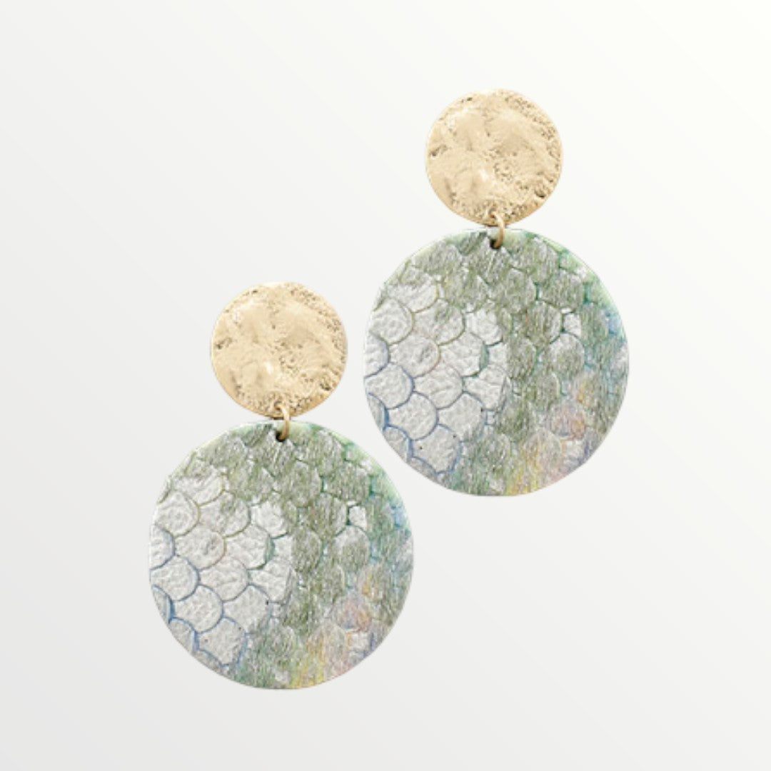 Blue Multi & Hammered Gold Mermaid Earrings-Earrings-LouisGeorge Boutique-LouisGeorge Boutique, Women’s Fashion Boutique Located in Trussville, Alabama