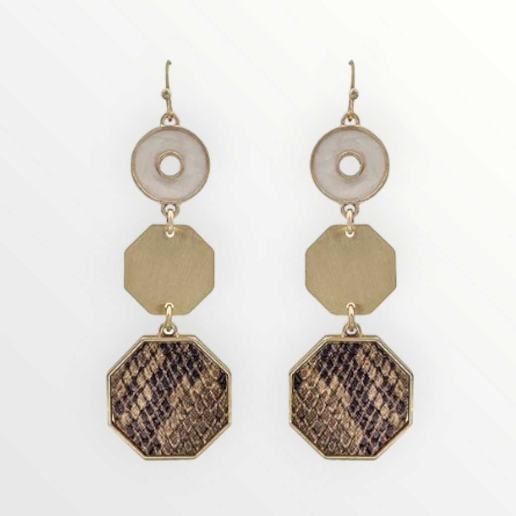 Brown Snake Gold Drop Earrings-Earrings-LouisGeorge Boutique-LouisGeorge Boutique, Women’s Fashion Boutique Located in Trussville, Alabama