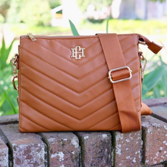 Ariana Crossbody - Camel V Quilted-Handbags-Caroline Hill-LouisGeorge Boutique, Women’s Fashion Boutique Located in Trussville, Alabama