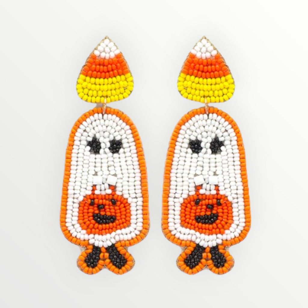 Trick or Treat Ghost Beaded Earrings-Earrings-LouisGeorge Boutique-LouisGeorge Boutique, Women’s Fashion Boutique Located in Trussville, Alabama