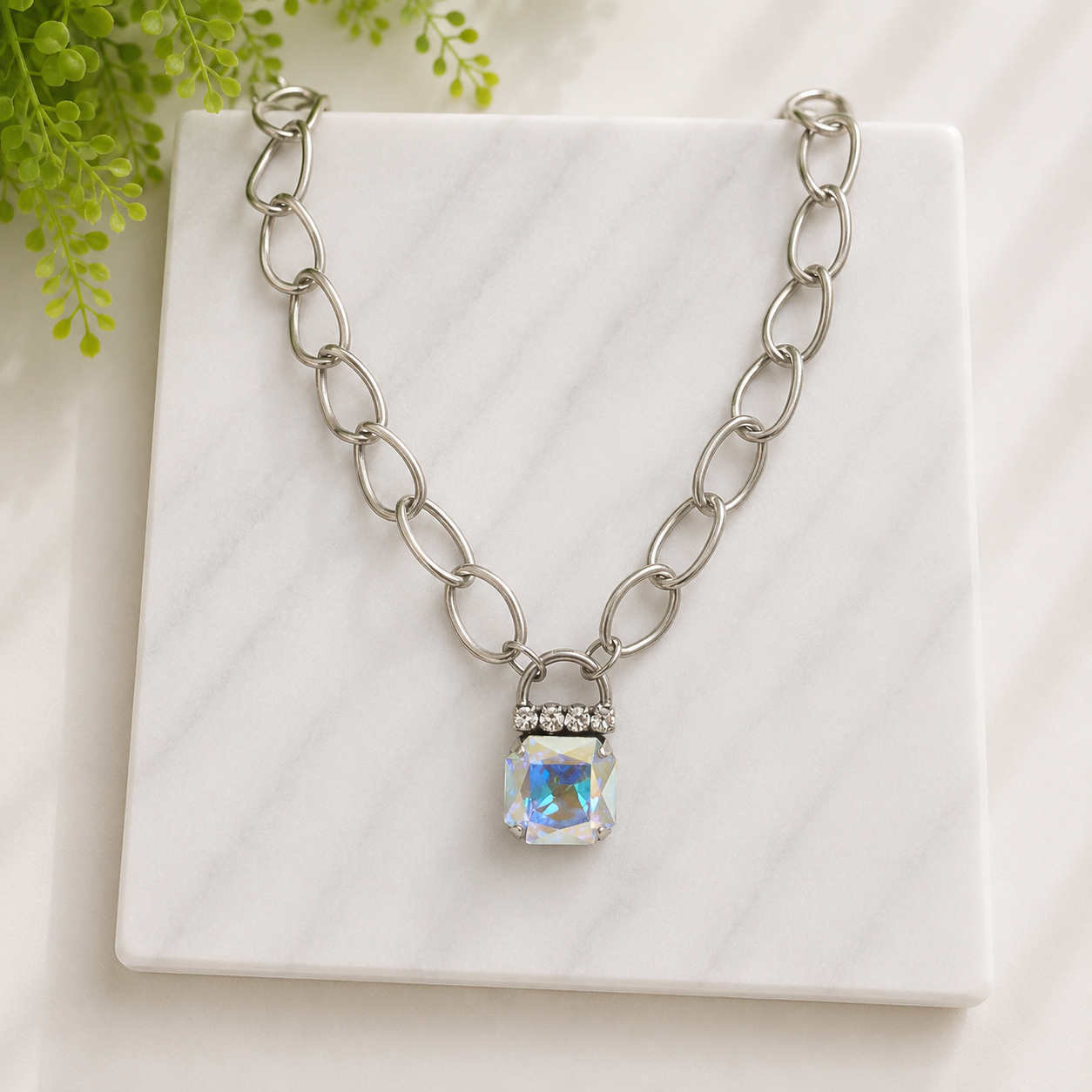 Rachel Marie Designs Marissa Lock Necklace - Aurora Borealis-Necklaces-Rachel Marie Designs-LouisGeorge Boutique, Women’s Fashion Boutique Located in Trussville, Alabama