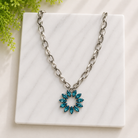 Rachel Marie Designs Starburst Necklace - Teal Blue-Necklaces-Rachel Marie Designs-LouisGeorge Boutique, Women’s Fashion Boutique Located in Trussville, Alabama