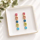 Linear Square Stone Earrings-Earrings-Caroline Hill-LouisGeorge Boutique, Women’s Fashion Boutique Located in Trussville, Alabama
