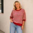 Striped Knit Top - Red - Reg/Plus-Apparel-Oddi-LouisGeorge Boutique, Women’s Fashion Boutique Located in Trussville, Alabama
