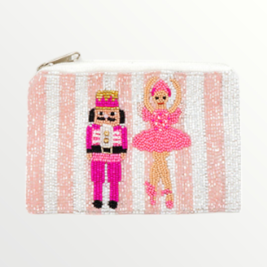 Pink Nutcracker Beaded Coin Pouch-Earrings-LouisGeorge Boutique-LouisGeorge Boutique, Women’s Fashion Boutique Located in Trussville, Alabama